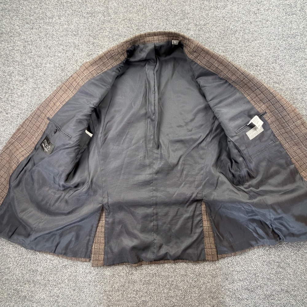 Michael Kors 100% Wool Brown Plaid Blazer Jacket 41R Dual Vent Sport Coat - Picture 7 of 16
